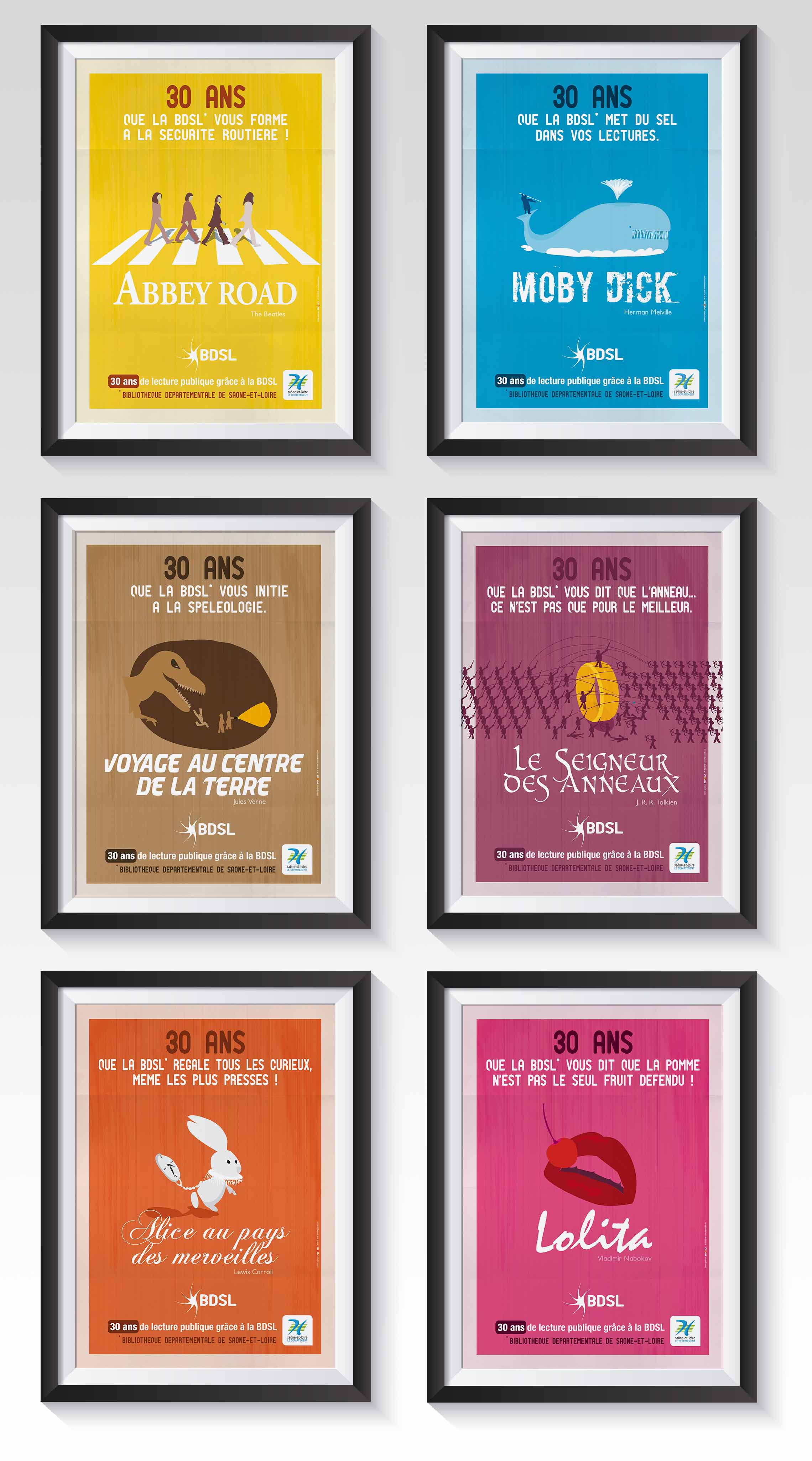 Série de six affiches pour les 30 ans de la BDSL