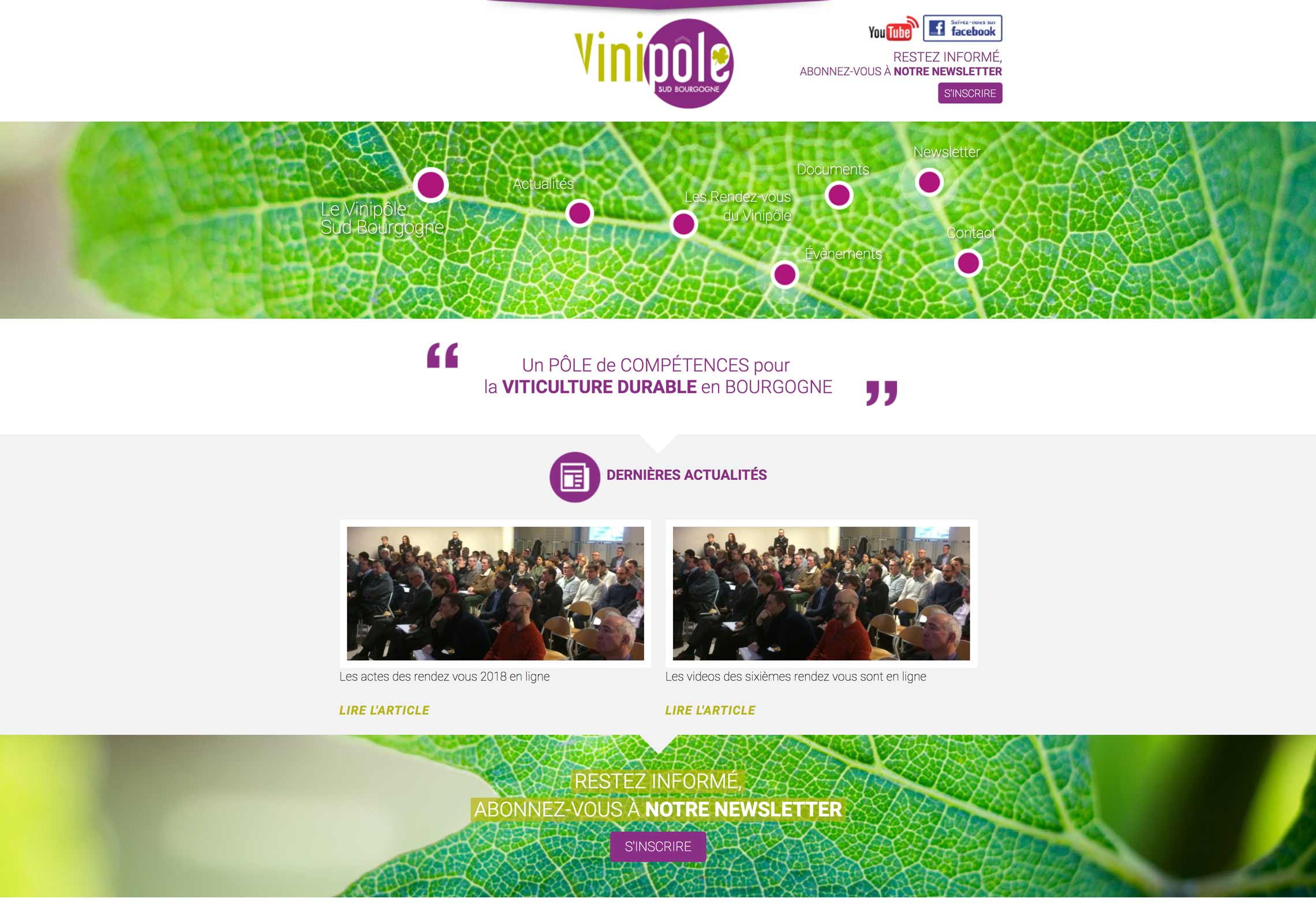 page acceuil site Vinipole